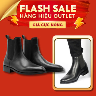 Giày da cổ cao chelsea boots da loại tốt, có may đế, phong cách thời trang công sở cho nam