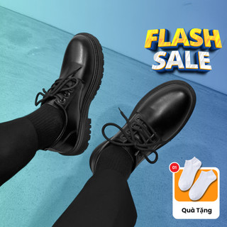 | VIDEO TỰ QUAY | Giày Chunky Derby Nam cổ thấp buộc dây da xịn, Giày da tây nam Dr Martens phong cách công sở mũi tròn