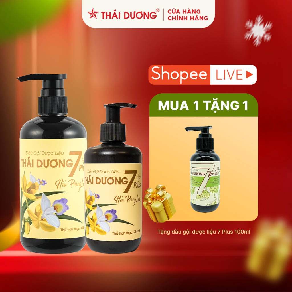 Combo Dầu gội dược liệu Thái Dương 7 plus tặng Dầu gội Thái Dương 7 plus 100ml