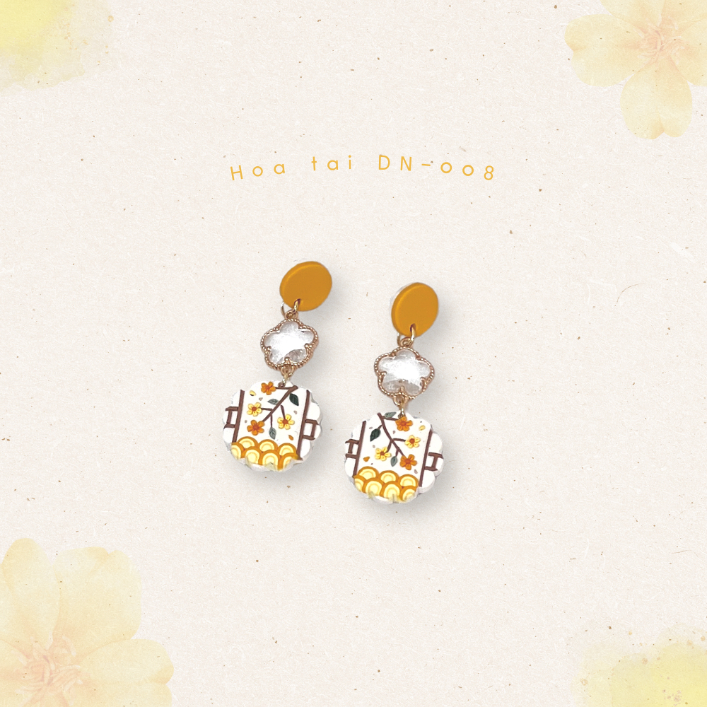 Sumire Store Hoa tai Đất Nung DN-008 Lạc Hoa Bính vàng đính hoa trong suốt