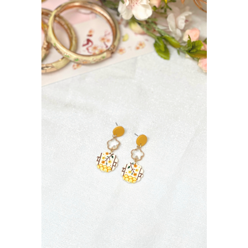 Sumire Store Hoa tai Đất Nung DN-008 Lạc Hoa Bính vàng đính hoa trong suốt