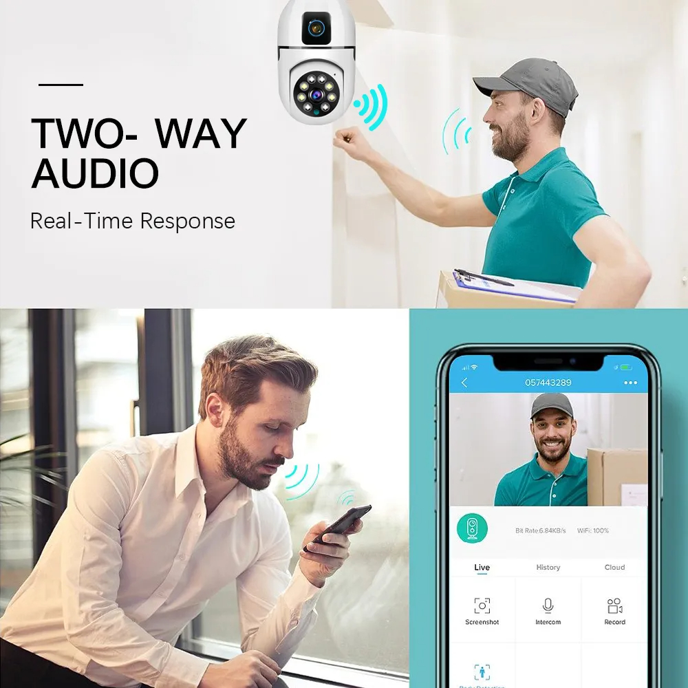 Camera Yoosee A10 BÓNG ĐÈN 2 MẮT 1 CỐ ĐỊNH, 1 XOAY thế hệ mới 5.0MP xoay 360 độ xem đêm có màu Stek