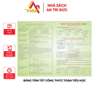 Sách - Tóm Tắt, Tổng Hợp Công Thức Toán Tiểu Học Theo Từng Lớp khổ A4 (1 tờ) - Nhà Sách An Trí Đức
