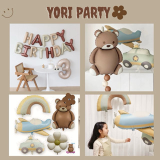 Dây Cờ Kèm Phụ Kiện Bong Bóng Happy Birthday Gấu  Trang Trí Nhật Phong Cách Hàn Quốc- Yori Party