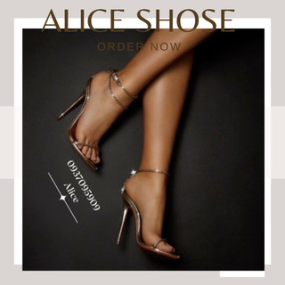( Hình Thật ) Sandal Cao Gót Dây Xích Quai Ngang Gót Nhọn 11P - Hàng VNXK Cao Cao - Full Size 34-40
