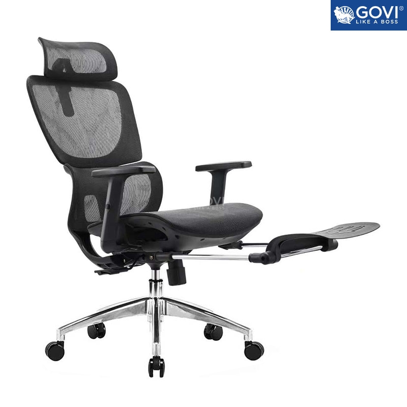 Ghế công thái học Ergonomic GOVI PLATO PL03 - Tựa đầu điều chỉnh, Lưng ghế điều chỉnh độ cao thấp, Gác chân linh hoạt