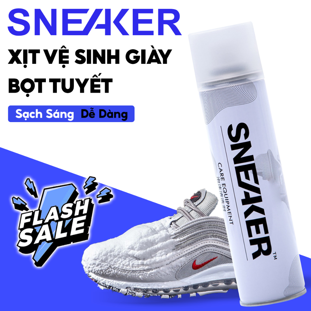 Chai xịt vệ sinh giày Sneaker 300ml bọt tuyết, bình sịt làm sạch giầy cao cấp, dung dịch giặt khô.
