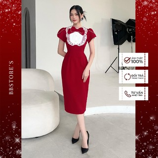  BBSTORE'S Đầm Body Dự Tiệc Phối Ren Kèm Nơ Trước Ngực  -D1426