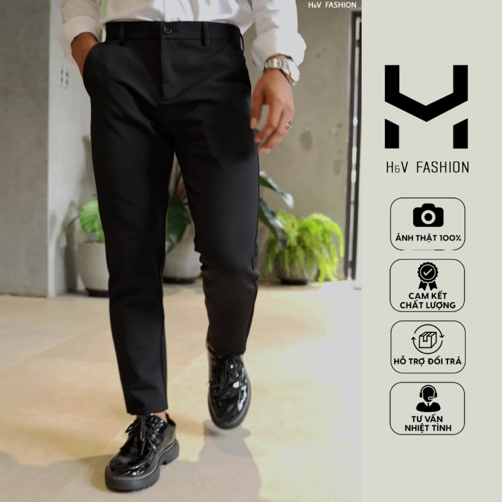 Quần Tây Âu Nam HV Ống Côn Công Sở Nhiều Màu - Quần Vải Dài Nam Co Giãn Nhẹ Form SlimFit Hàn Quốc, Không Nhăn Xù 44-67kg