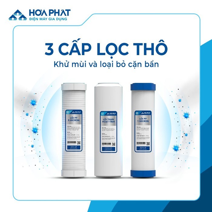 Bộ 3 lõi lọc thô Hòa Phát chính hãng - Dùng cho mọi máy lọc nước RO
