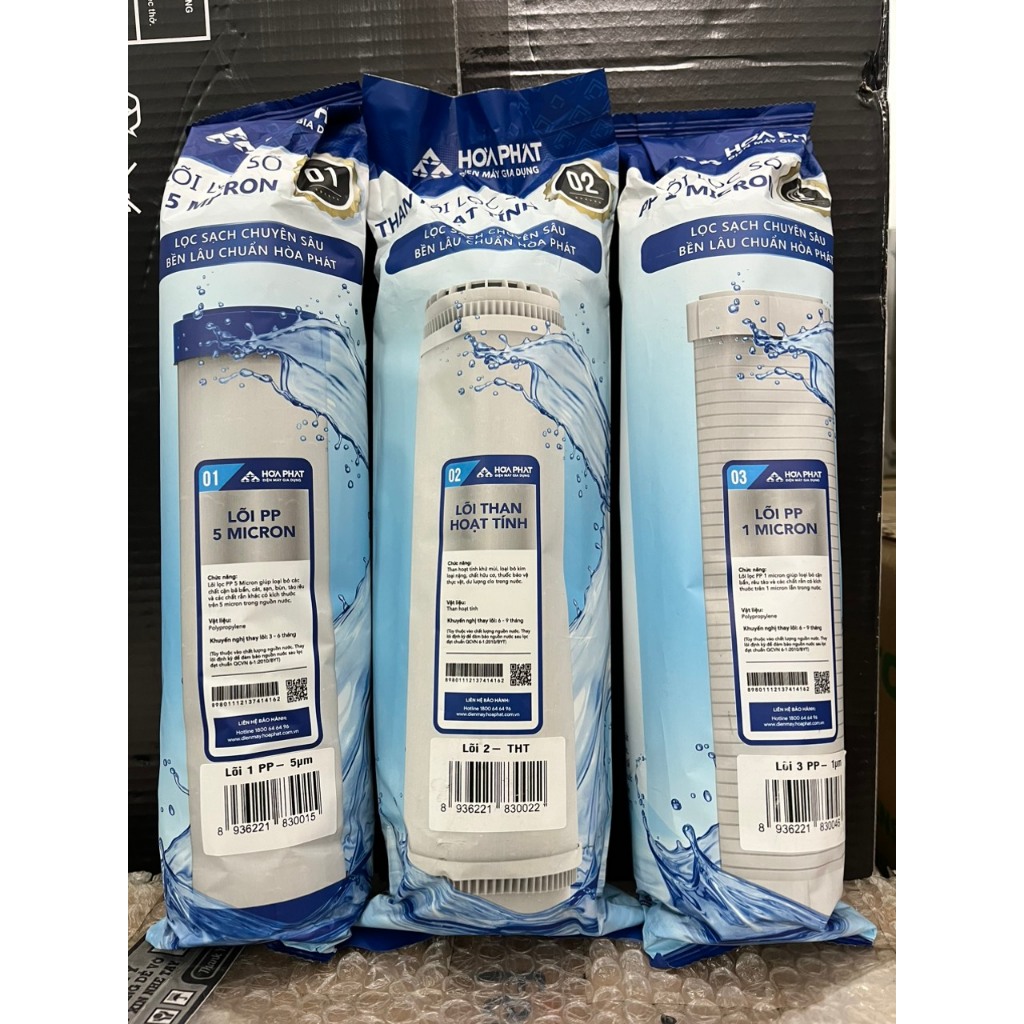 Bộ 3 lõi lọc thô Hòa Phát chính hãng - Dùng cho mọi máy lọc nước RO
