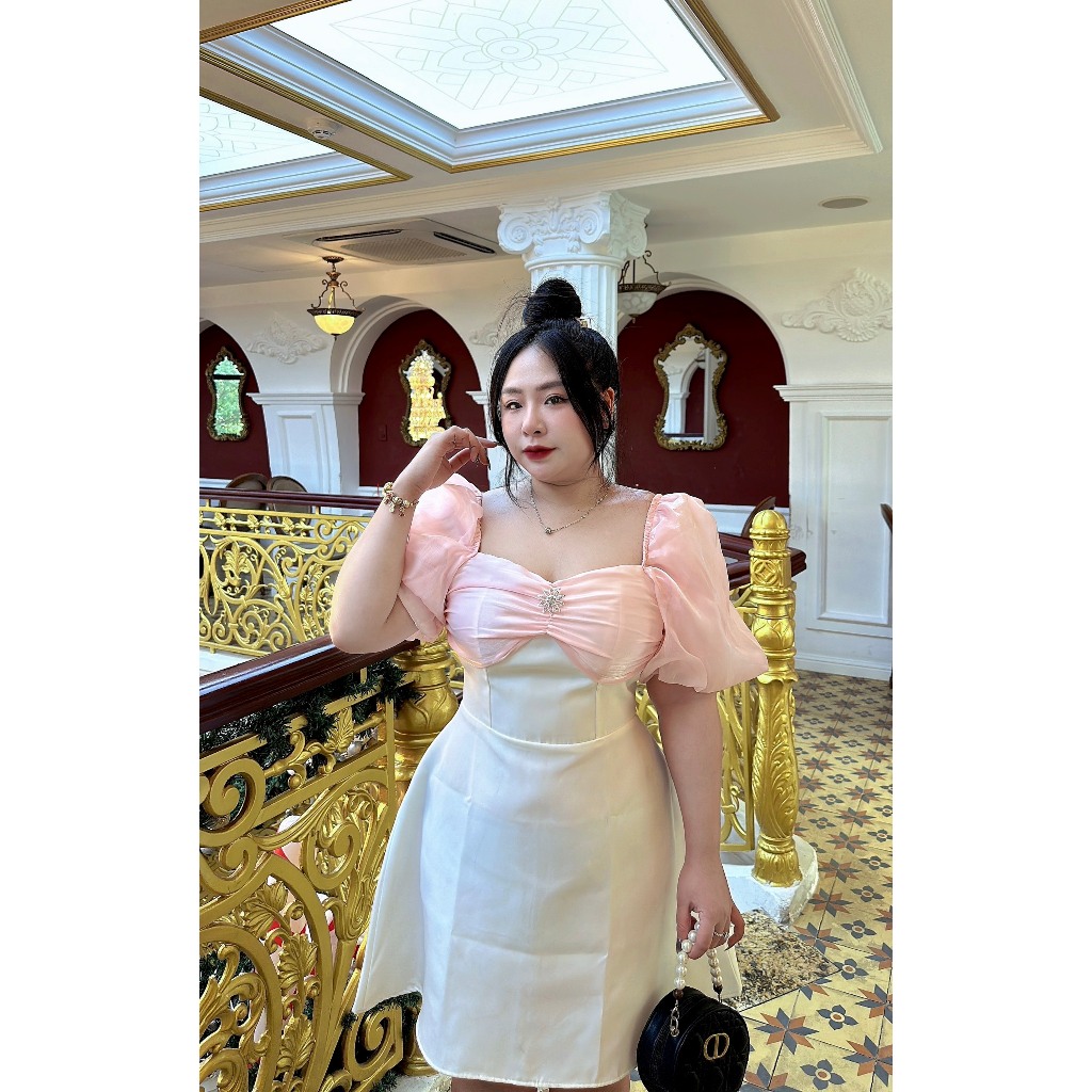 ĐẦM TIỆC PHỐI VOAN HỒNG BIGSIZE 50kg - 90kg