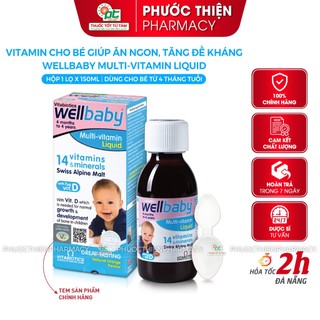 Siro Vitamin ăn ngon tăng sức đề kháng cho bé Vitabiotics WELLBABY Multi-Vitamin Liquid 150ml