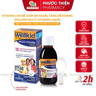 Siro ăn ngon Vitamin tổng hợp cho bé tăng đề kháng Vitabiotics WELLKID Multivitamin Liquid 150ml