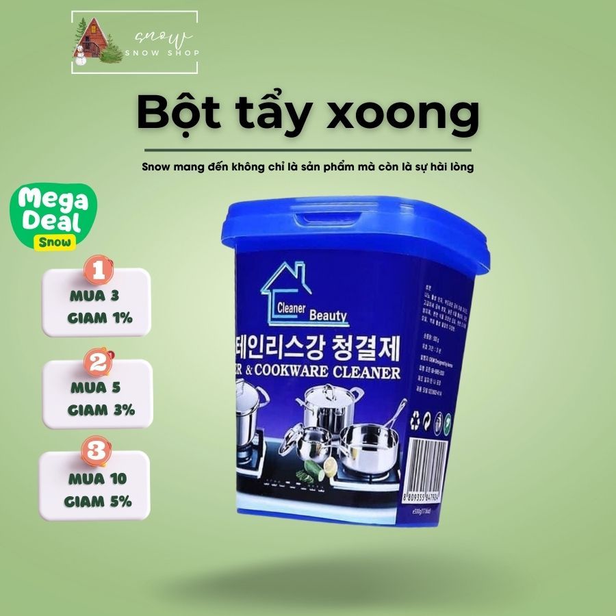 Bột tẩy rửa đa năng, bột tẩy trắng xoong nồi, vệ sinh nhà bếp đánh bay mảng bám dầu mỡ, an toàn tuyệt đối
