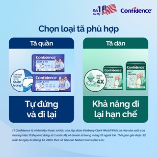 Tã dán quần người lớn CONFIDENCE size M, L - An toàn và tiện lợi