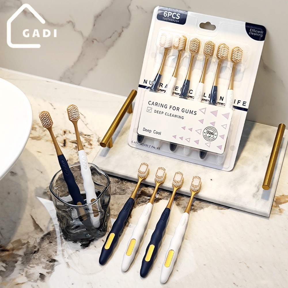 Combo 6 bàn chải đánh răng nội địa Trung Caring For Gums lông mềm, chải siêu êm, làm sạch sâu đánh sạch mảng bám