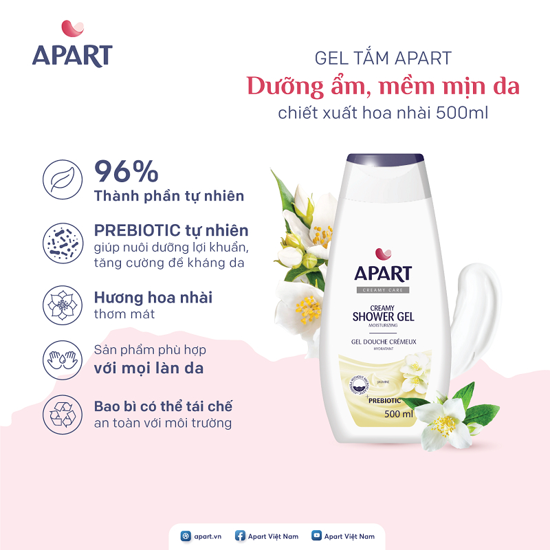 Sữa Tắm Apart Dưỡng Ẩm Hương Hoa Nhài 500ML
