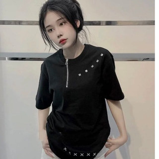 Áo Phông Đính Đá Vuông Khóa Kéo Cổ Chất Liệu Cotton Hotrend - Áo Thun Nam Nữ Fom Rộng Dáng Đẹp Thời Trang Nữ Unisex