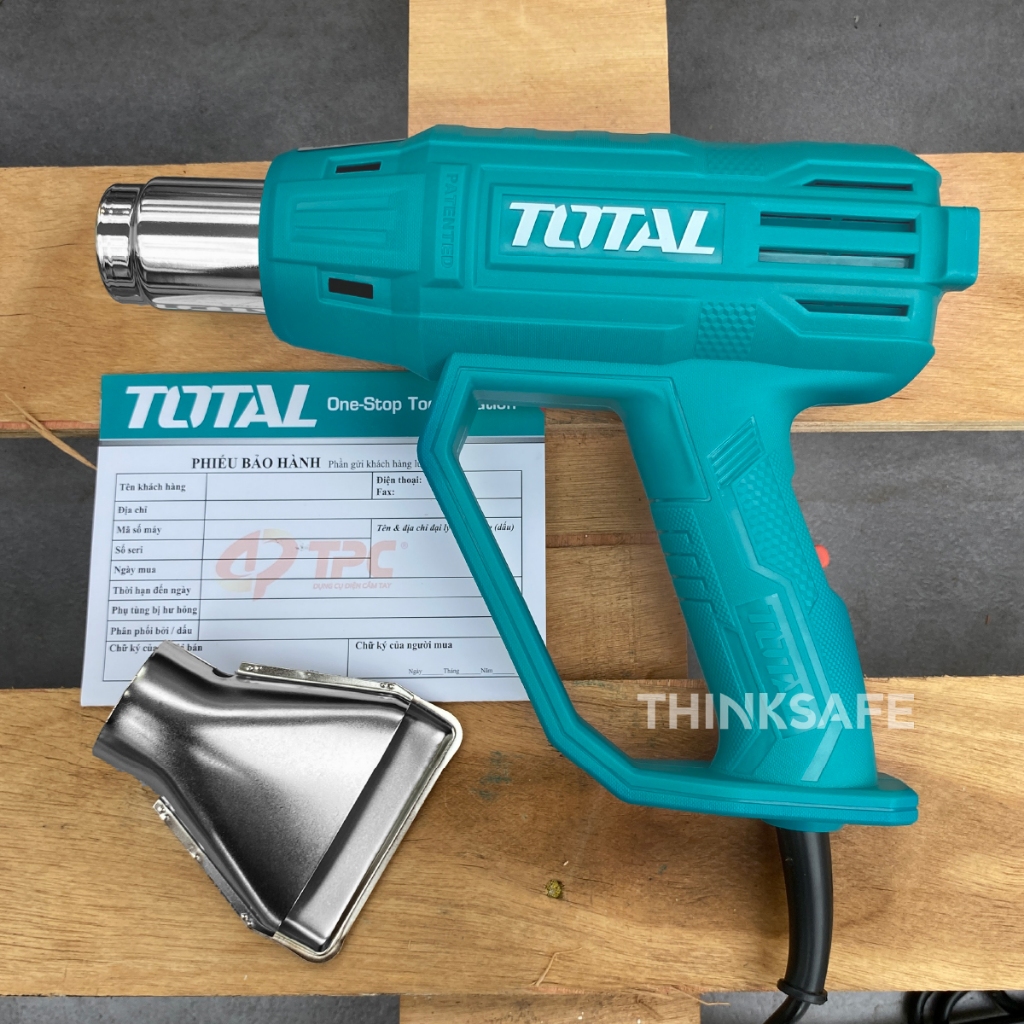 Máy khò nhiệt Total công suất 2000W nhiệt độ 550, kèm đầu thổi Máy khò màng co, khò hàn chính hãng - Thinksafe