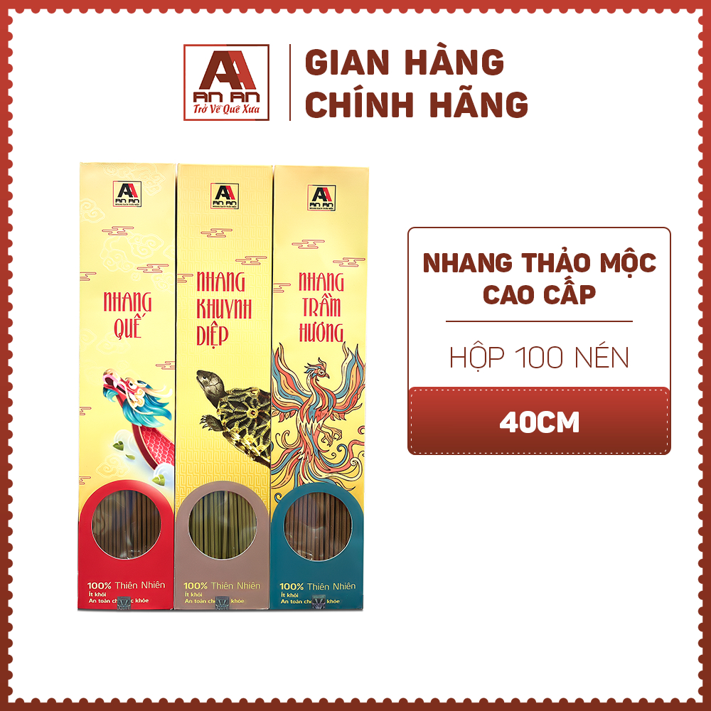 Hộp Nhang AN AN Cao Cấp 100 nén, dài 38cm phù hợp không gian thờ cúng linh thiêng.