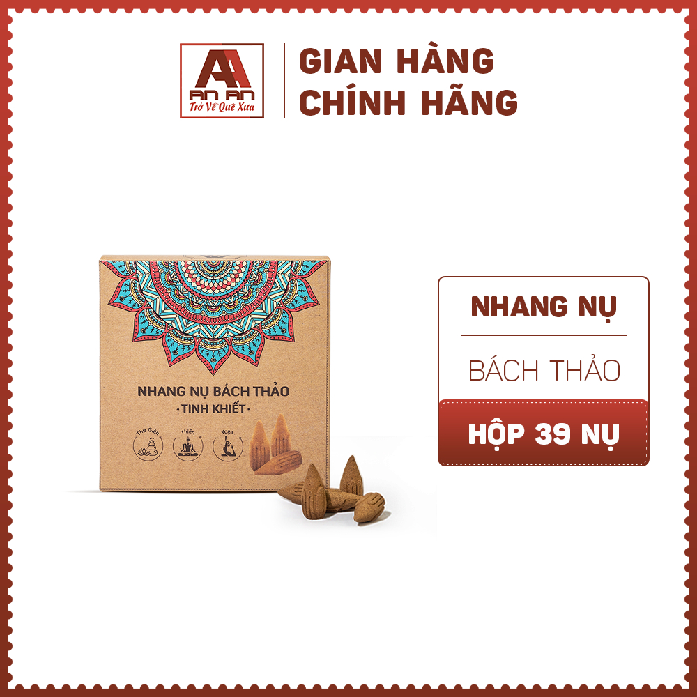 Nhang nụ bách thảo, nhang nụ thuốc bắc xông nhà, thiền định 100% tự nhiên hộp 39 viên - Nhang sạch An An