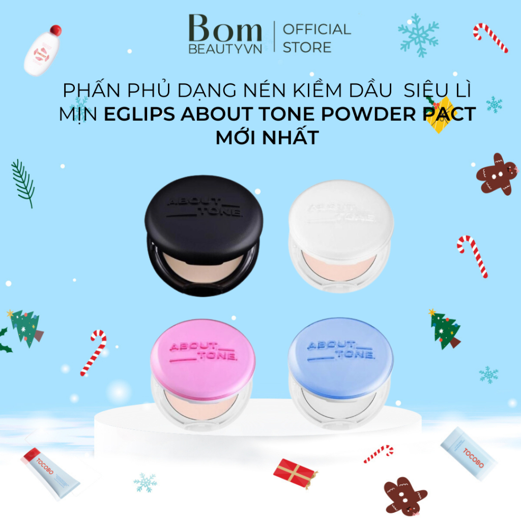 Phấn Phủ Dạng Nén Kiềm Dầu Siêu Lì Mịn Eglips About Tone Powder Pact Mới Nhất