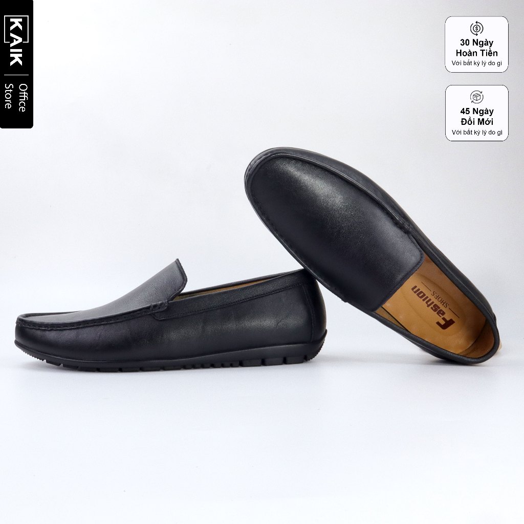 Moca Classic Black - Giày lười, giày mọi nam da bò