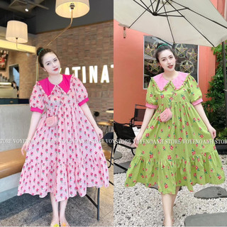Đầm babydoll đuôi cá cổ viền bèo hoa nhí siêu xinh