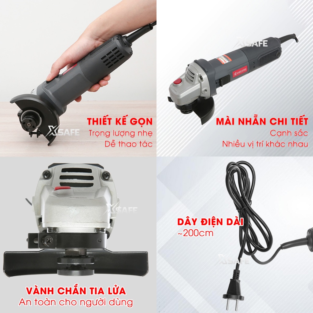 Máy mài cầm tay 900W KYOCERA-NHẬT AG1000 Mài góc công tắc trượt, đường kính đá mài 100mm, tốc độ không tải 13000v/ph