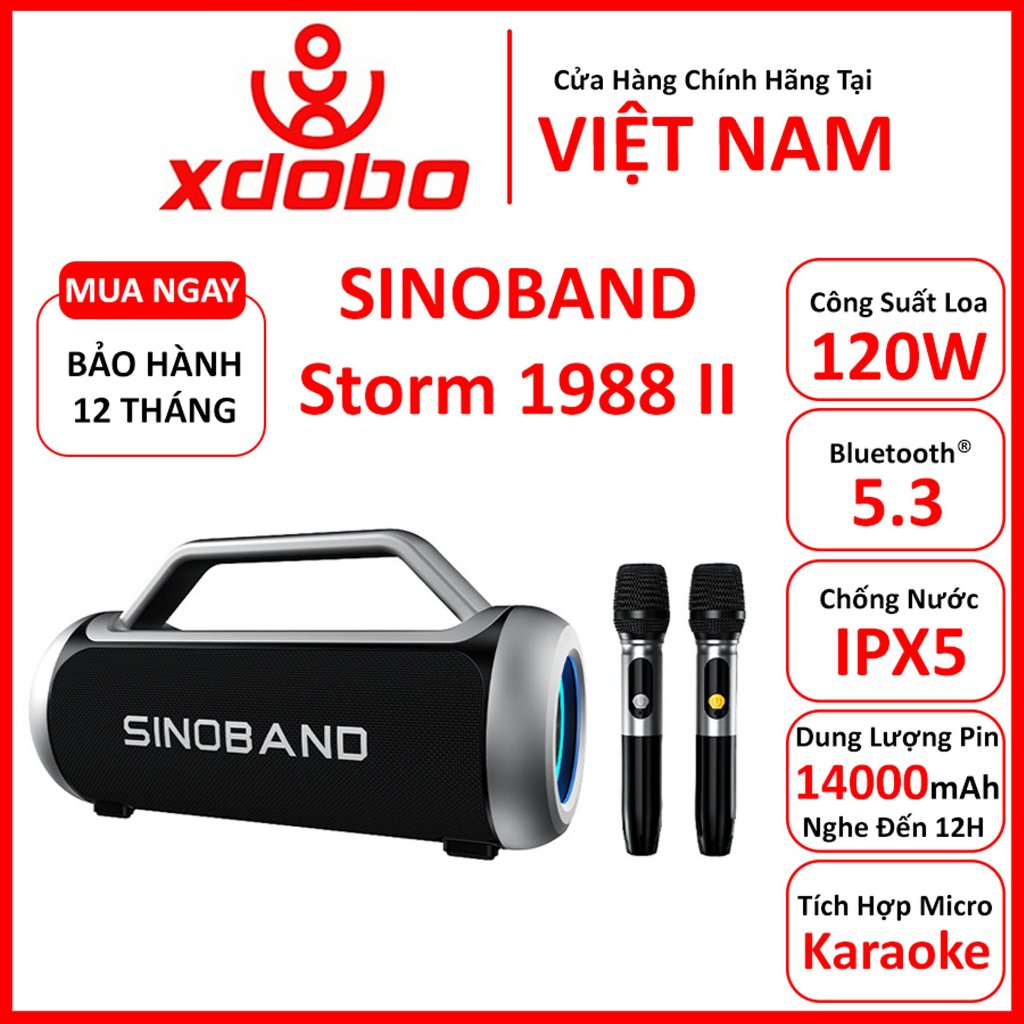 Loa Bluetooth 5.3 XDOBO STORM 1988 II Công Suất 120W, Chống Nước IPX5, Pin 14000Mah Hỗ Trợ Thẻ TF, AUX - BH 12 Tháng