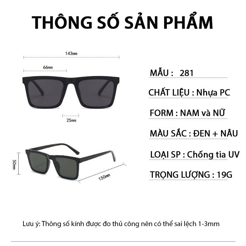 Kính râm mát nữ nam chống tia UV phong cách Hàn Quốc thời trang giá rẻ cool ngầu 285