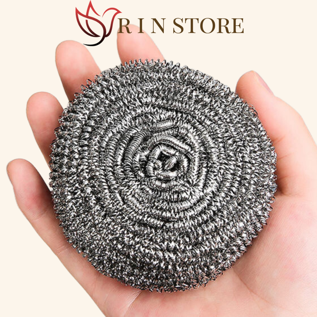 Bùi Nhùi Set 4 Miếng Bùi Nhùi Chà Xoong Nồi Cao Cấp Đa Năng Dạng Bùi Tròn Chống Rỉ Độ Bền Cao RIN