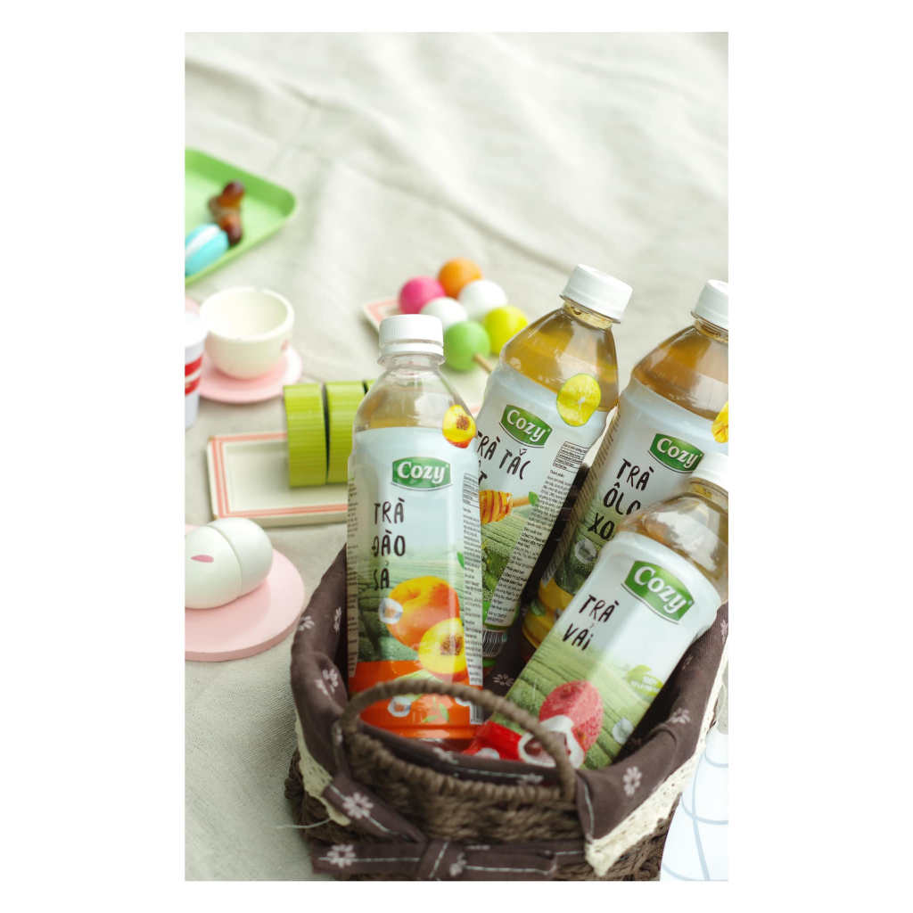 Lốc 6 Chai Trà Đào Sả Uống Liền Cozy Giải Khát Thơm Ngon Rõ Vị Đào Sả Best Seller 455ml/Chai