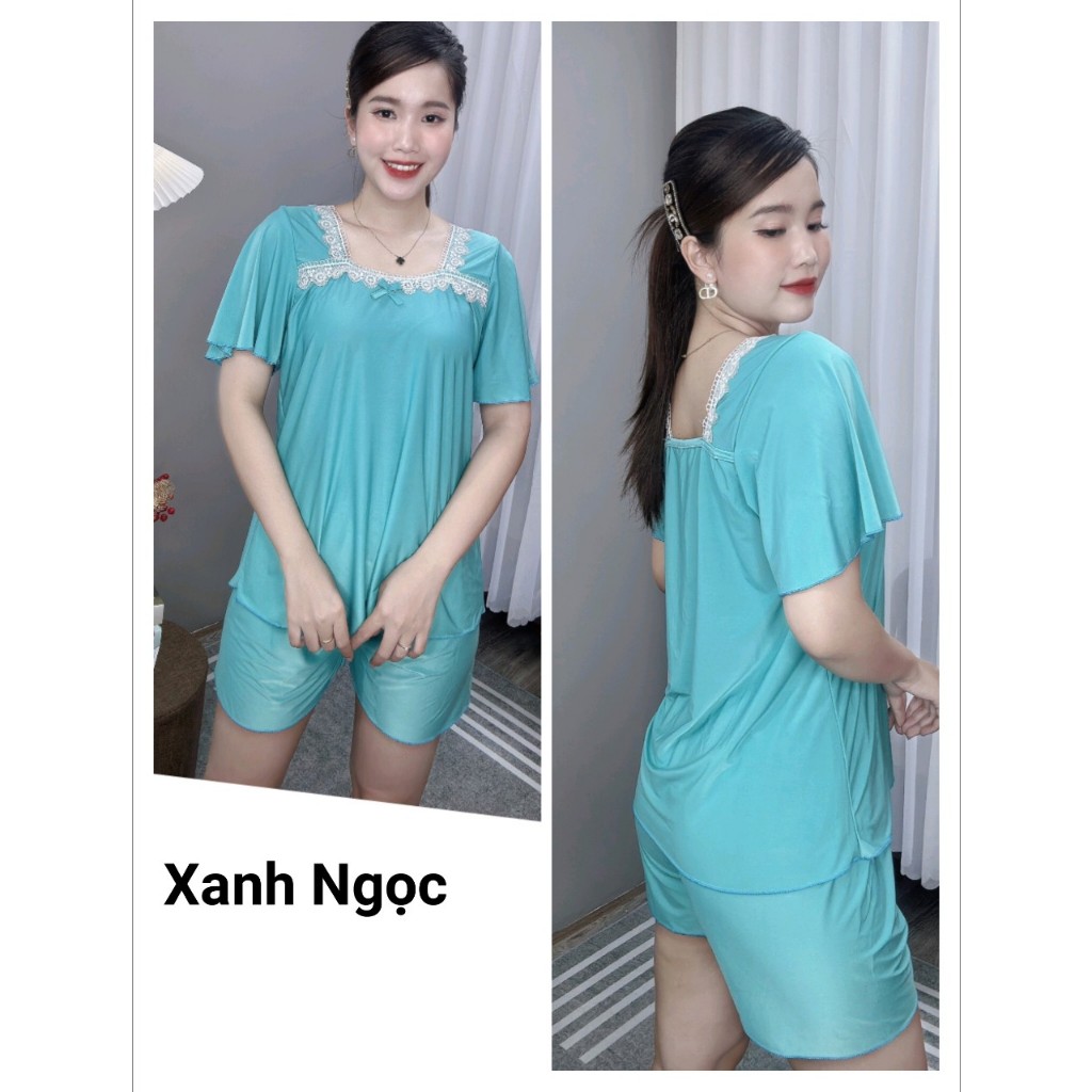BIGSIZE ❤️ Bộ đùi thun lạnh cổ vuông phối ren siêu xinh ❤️