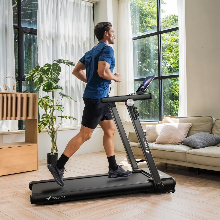 Máy Cháy Bộ Gấp Gọn Merach MR T03 Tải Trọng 120kg Đồng Hồ Tích Hợp , 14km/h Không Gây Ồn Có Kết Nối Ứng Dụng Tập Luyện