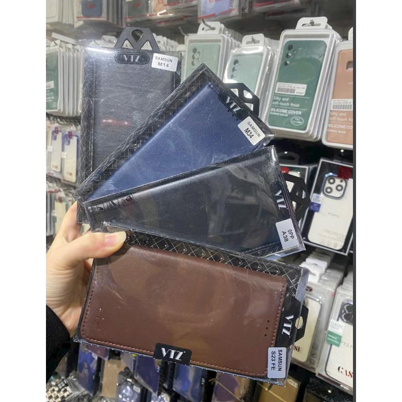 Bao da 2 mặt VTZ cho Samsung S25 FE/ S24 Fe/ S23 FE, M34, M14 ,có ngăn gài thẻ ví siêu tiện