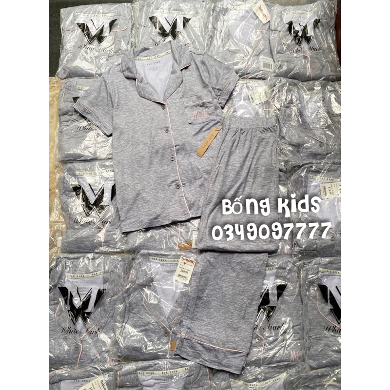 Bộ PJ Nữ MOM Ghi Viền Hồng RAE DUNN