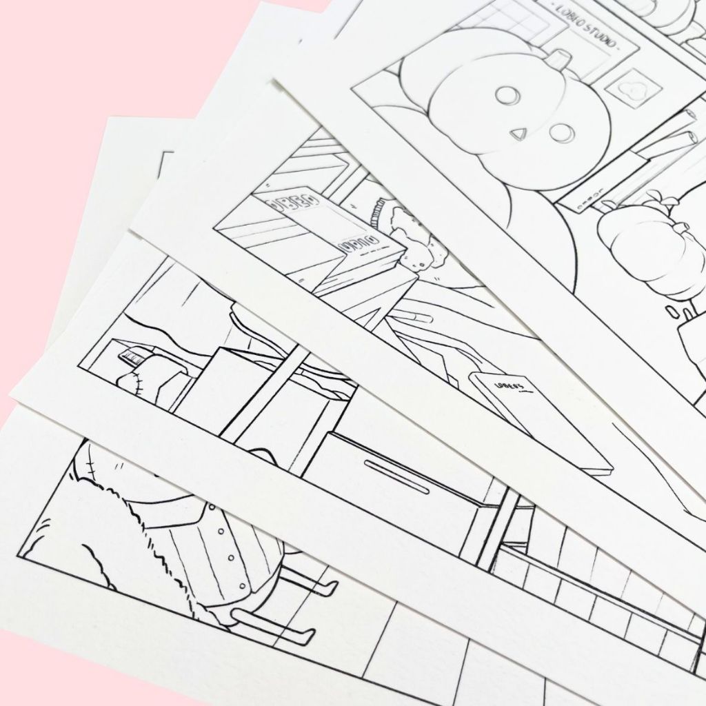 Bộ 4 tranh tô màu nước Lobeo Collection A4 100% cotton