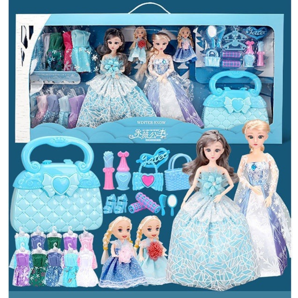 Đồ Chơi Búp Bê, Bộ 4 Búp Bê Siêu To Kèm Phụ Kiện , Trang Phục Cho Bé