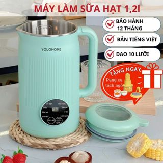 Máy Làm Sữa Hạt 1,2 lit Bản Tiếng Việt YOLO HOME, Xay Sinh Tố Nhuyễn Mịn, Bảo Hành 12 Tháng, Tặng Kèm Máy Tách Ngô