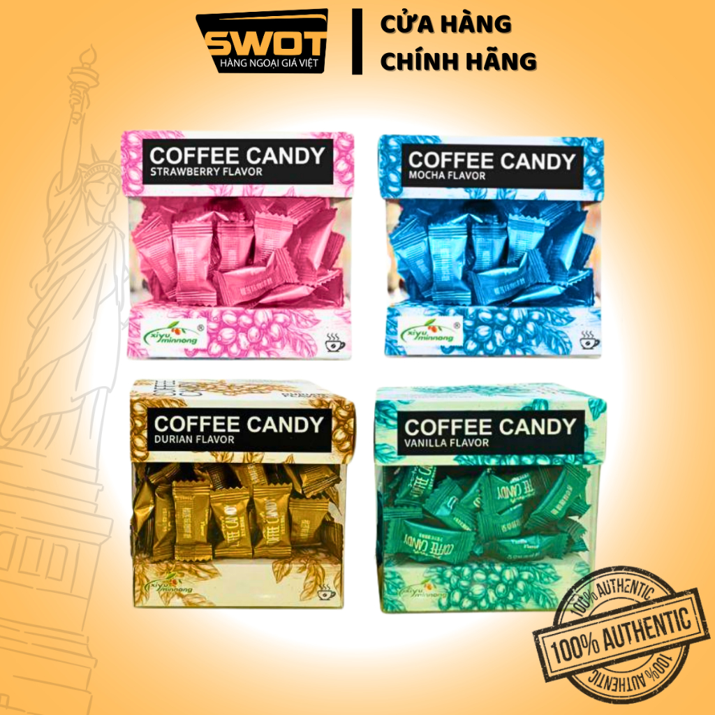 Kẹo Coffee Candy Pamiriter Đài Loan nhiều vị 70g, Kẹo Cafe Đài Loan cao cấp, thơm ngon, tỉnh táo