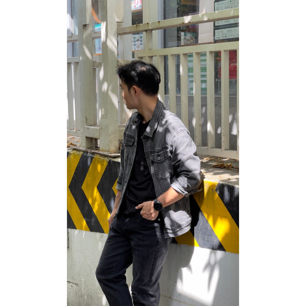 Áo khoác bò nam xám trơn Bran DNST 024