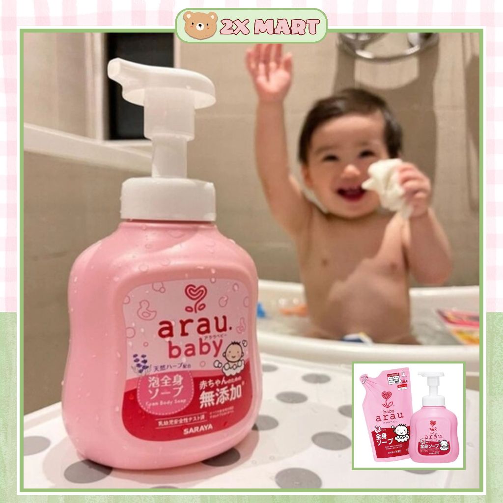 Sữa tắm gội cho bé sơ sinh Arau Baby chai 450ml túi 400ml