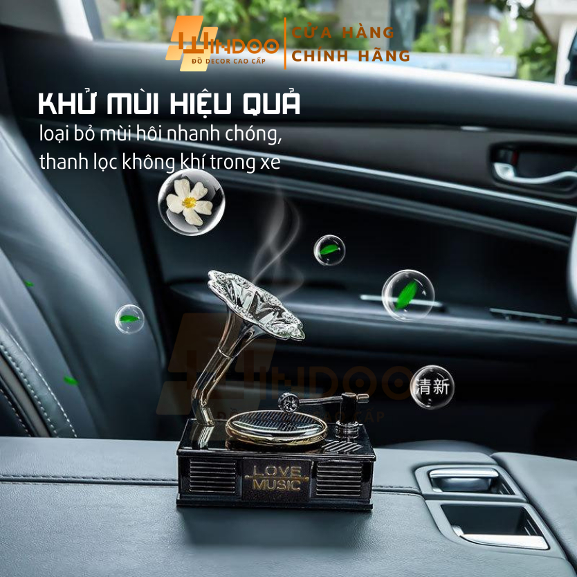 Máy khuếch tán tinh dầu ô tô xe hơi, tặng kèm nước hoa ô tô xe hơi năng lượng mặt trời hình đĩa nhạc Windoo WD92