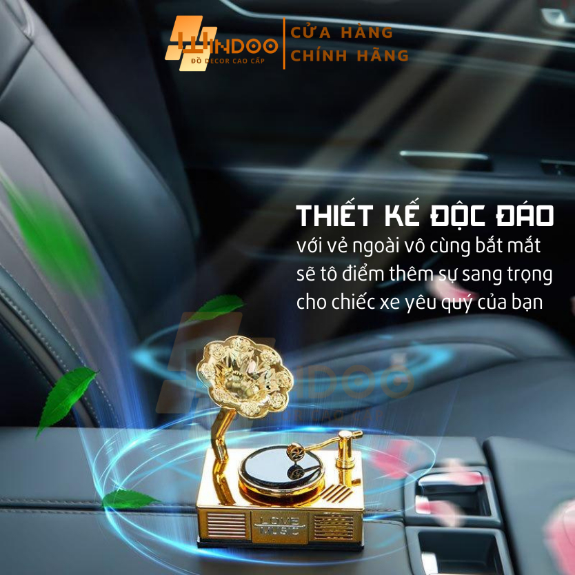 Máy khuếch tán tinh dầu ô tô xe hơi, tặng kèm nước hoa ô tô xe hơi năng lượng mặt trời hình đĩa nhạc Windoo WD92