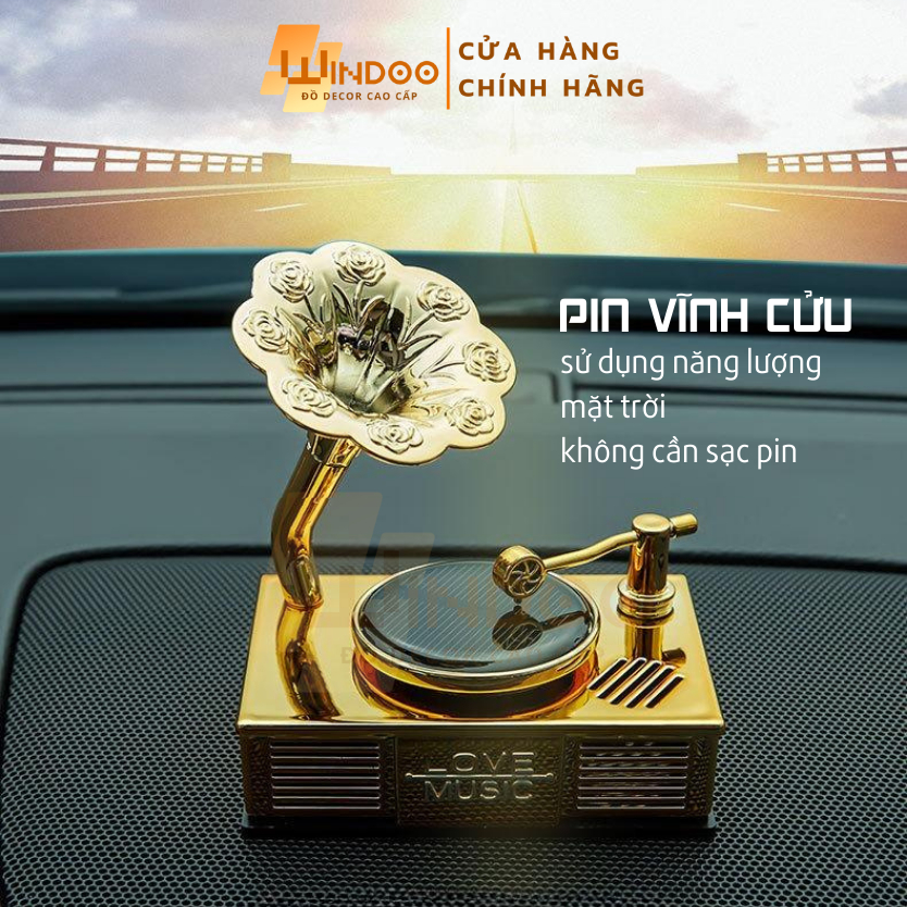 Máy khuếch tán tinh dầu ô tô xe hơi, tặng kèm nước hoa ô tô xe hơi năng lượng mặt trời hình đĩa nhạc Windoo WD92