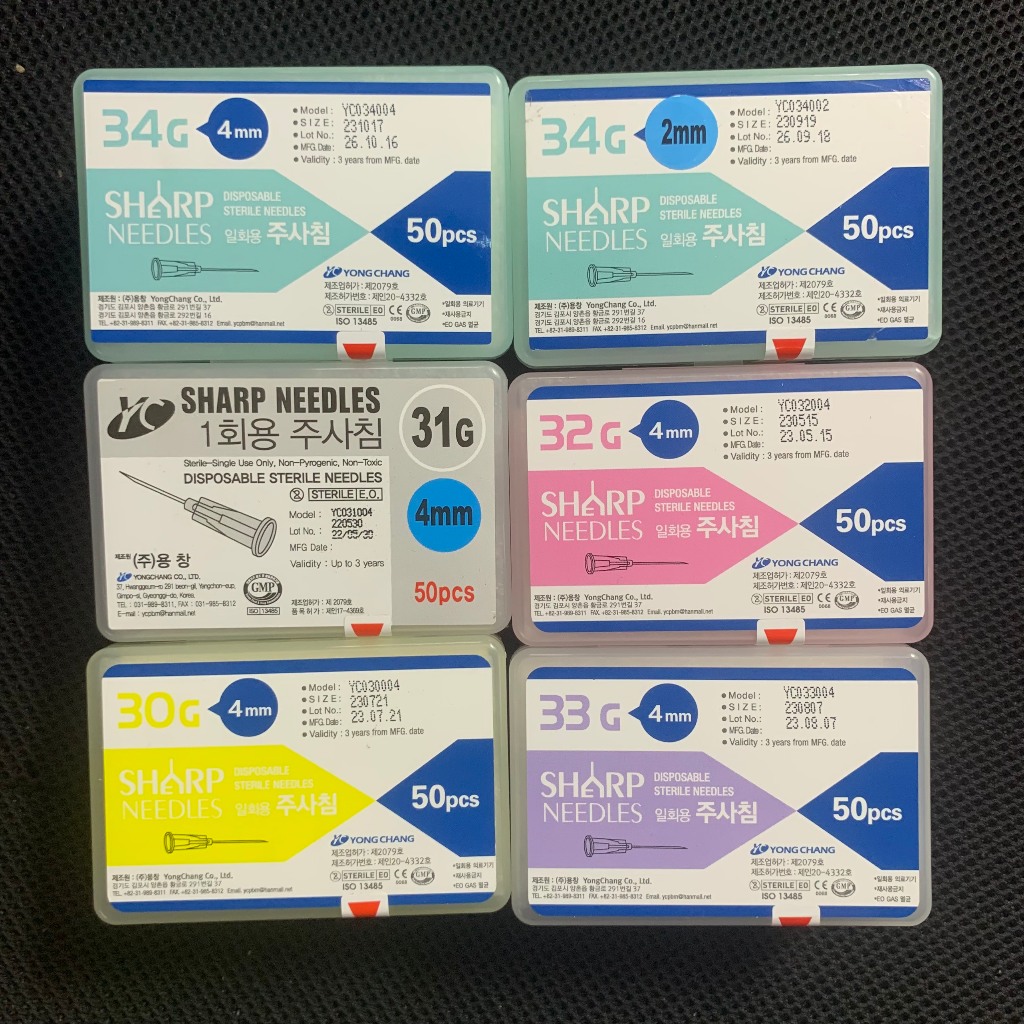 Sharp Mesotherapy Needles - Đầu kim tiêm meso 34G 4mm Hàn Quốc tiêm prp căng bóng cá hồi