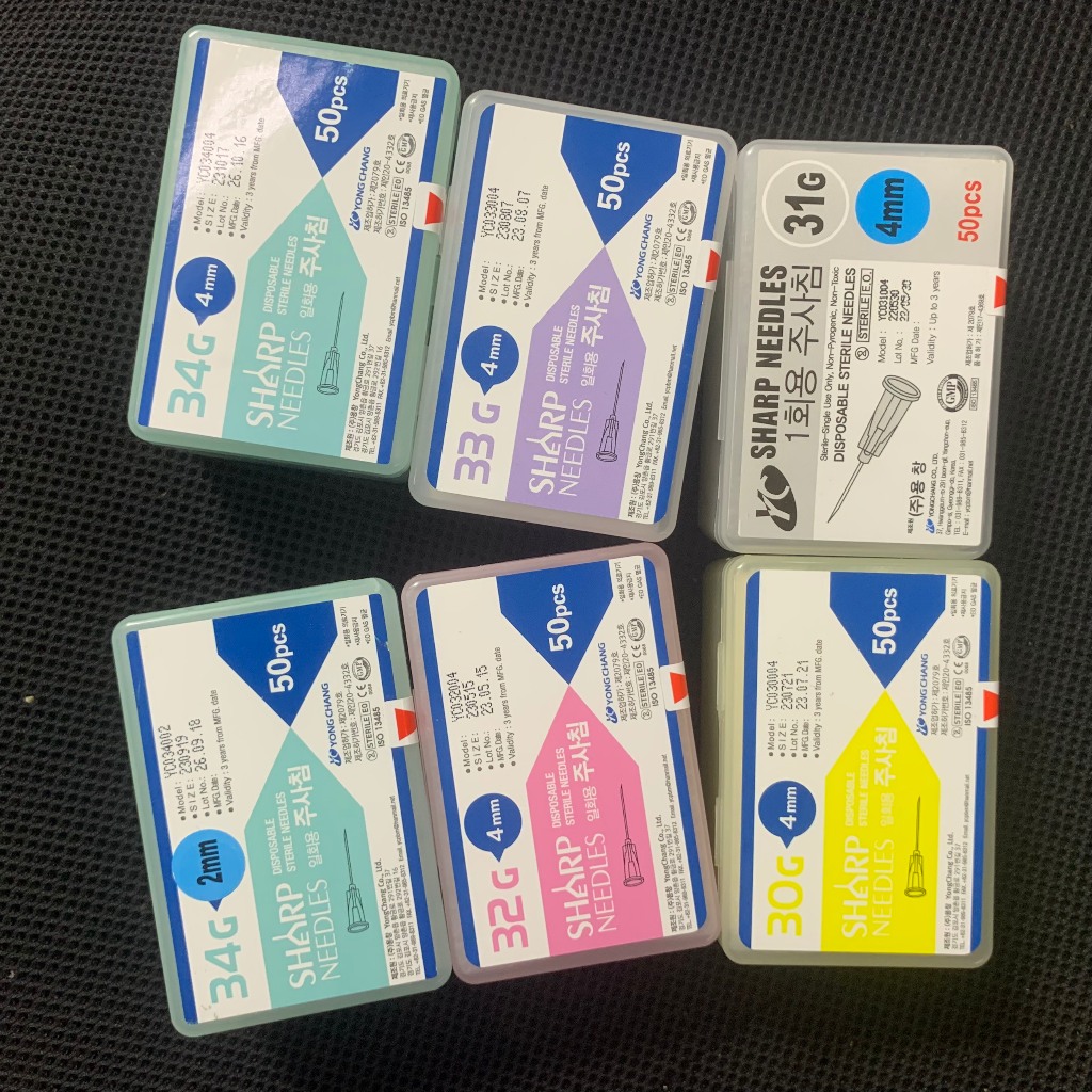 Sharp Mesotherapy Needles - Đầu kim tiêm meso 34G 4mm Hàn Quốc tiêm prp căng bóng cá hồi