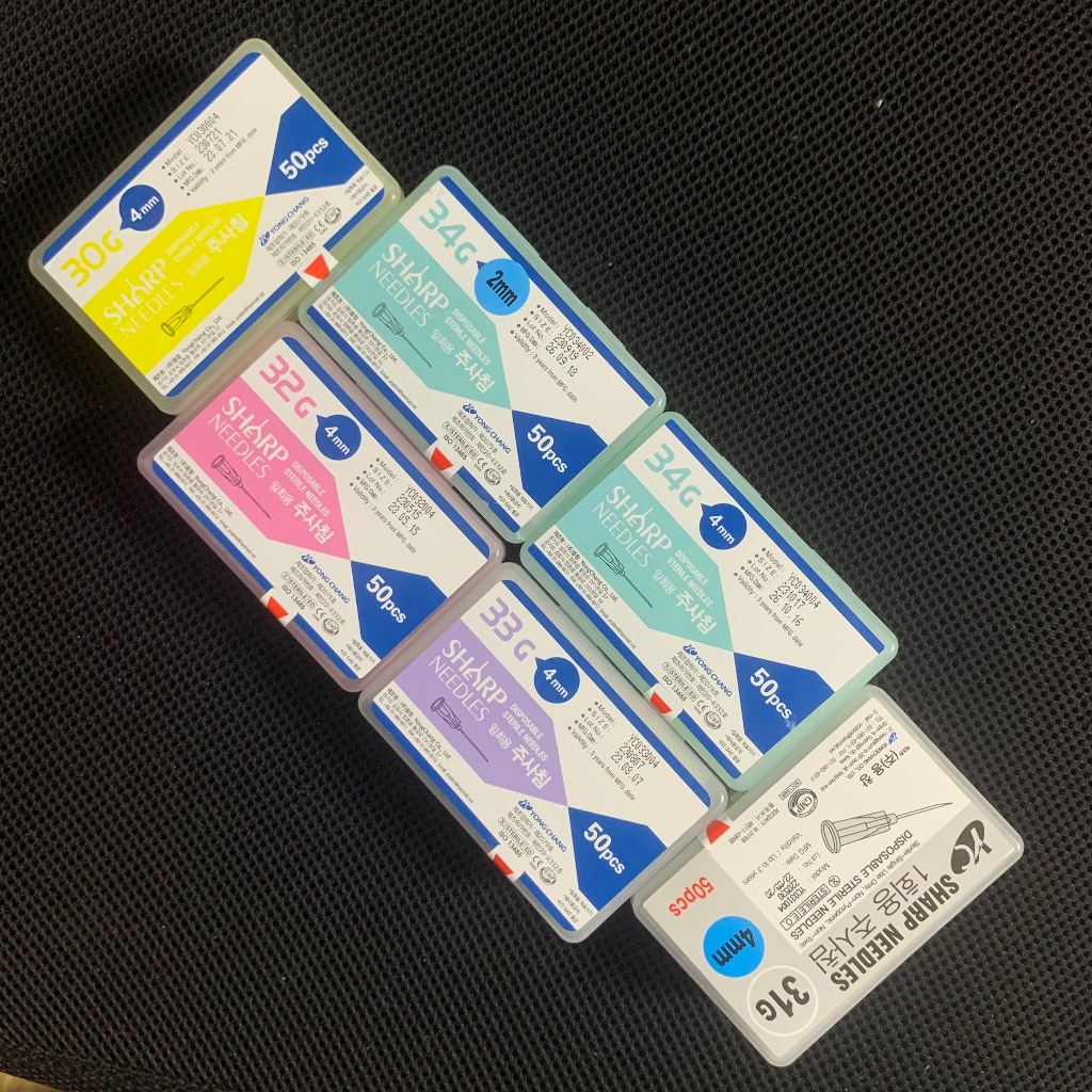 Sharp Mesotherapy Needles - Đầu kim tiêm meso 34G 4mm Hàn Quốc tiêm prp căng bóng cá hồi